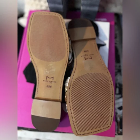 Never used. Marc Fisher Women's Silver and Gold Braided Sandals - Picture 4 of 5